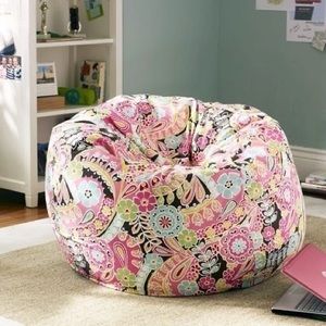 Pottery Barn Teen Rare Discontinued Bean Bag Pink Brown Blue Paisley Slipcover